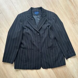 Addition Elle Black Striped Women's Blazer